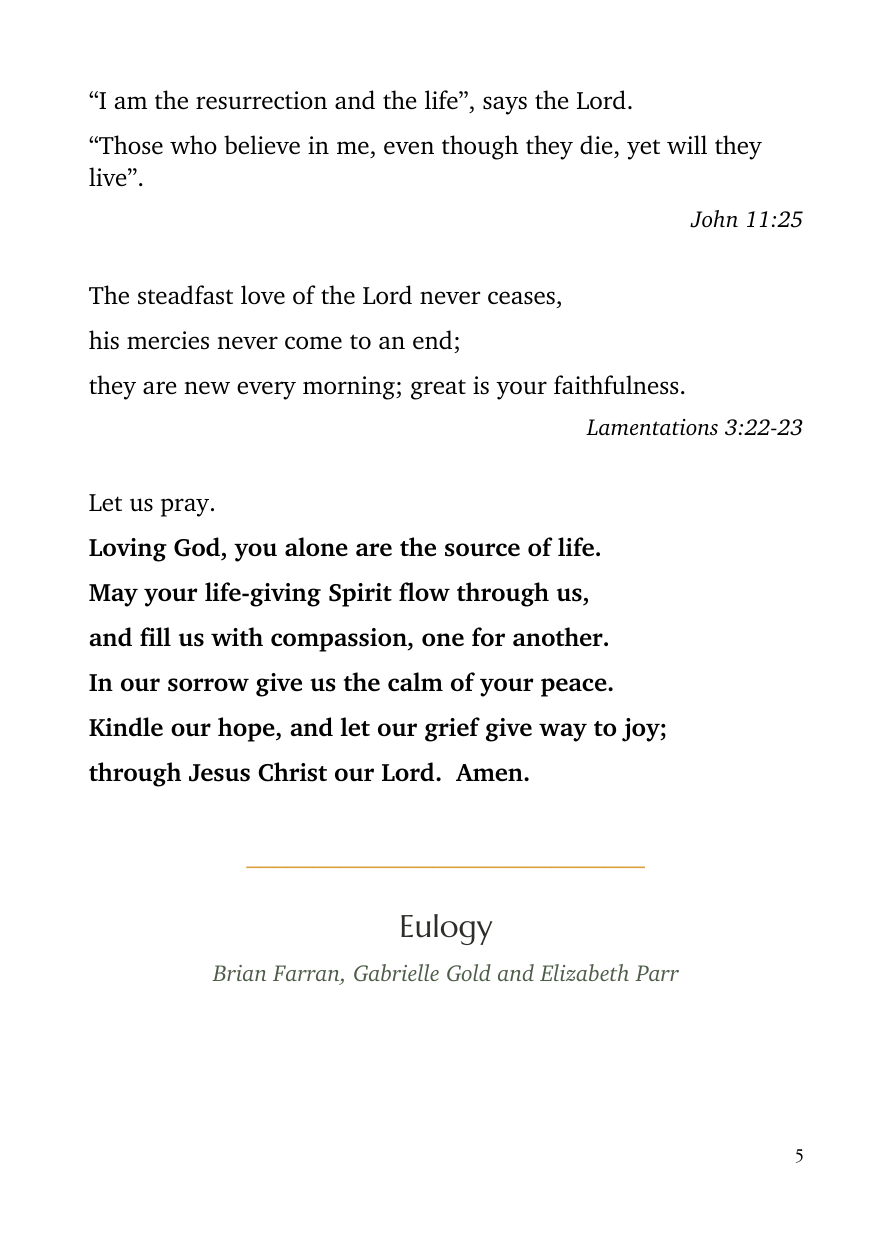 Order of service, page 5 of 24