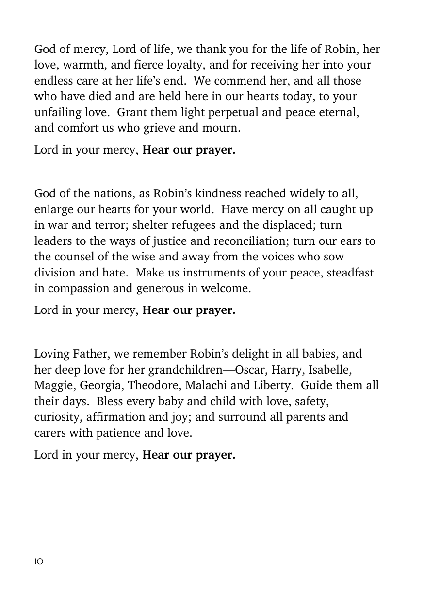 Order of service, page 10 of 24