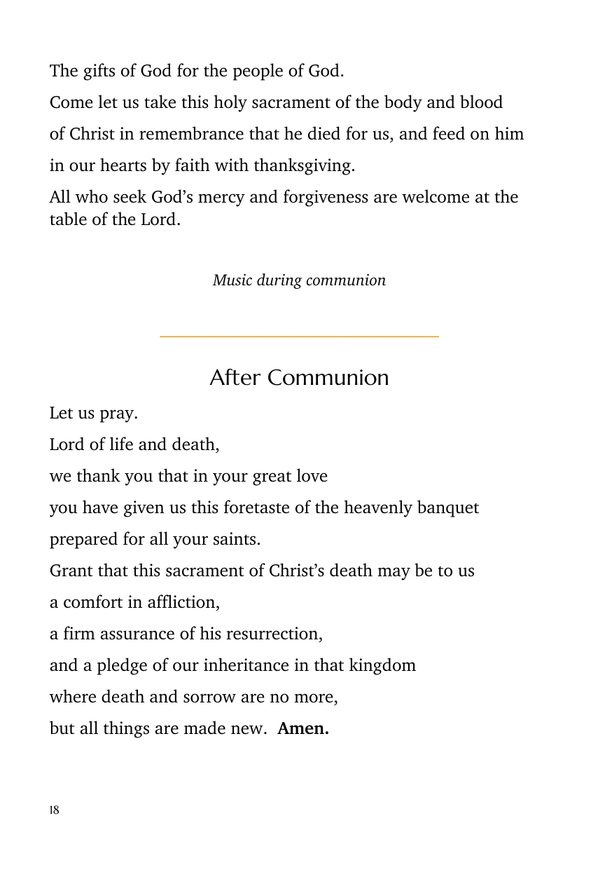 Order of service, page 18 of 24